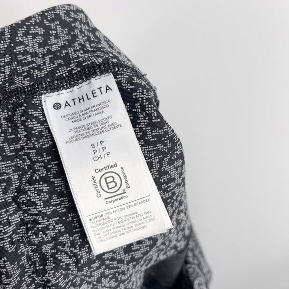 Athleta Small Black Gray Ultimate Stash Pocket Textured 7/8 Tight Static Print - Picture 8 of 12